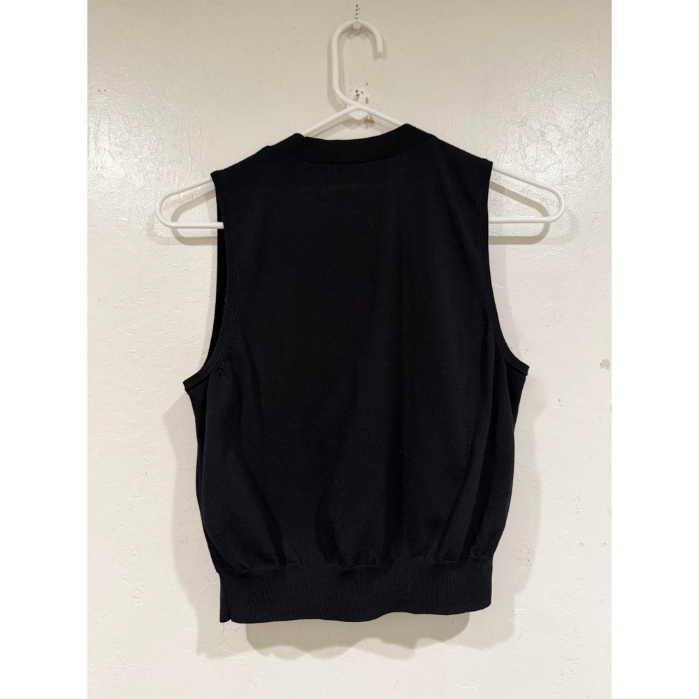 Madewell Black Cropped Sweater Vest V-Neck Button Front Knit Top Size M - Picture 3 of 5